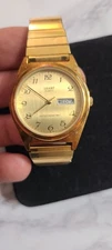 Sharp Quartz Day Date Gold Tone Men's Watch