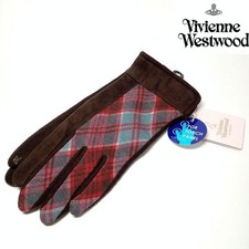 Vivienne Westwood Leather Wool Glove Check 23 24cm Size US S Luxury Handwear