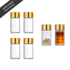 ZGGAZCA 4Pcs Tiny Glass Jars with Lids 2ml Miniature Vials Bottles clear