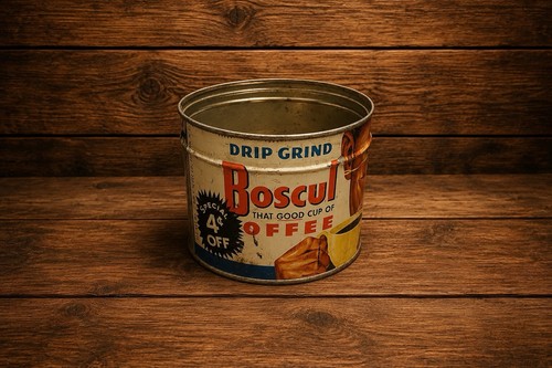 VINTAGE Boscul Coffee Tin Can Bliss Coffee Tin NO LID