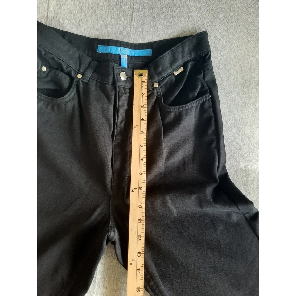 Jeans Escada Sport feminino 38 cintura alta cônico elástico preto 5 bolsos algodão EUA! - Imagem 4 de 4