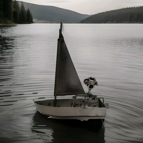 Sailor in Sailboat Metal Sculpture Design By Hine & Kunse Germany "Das Original" - Picture 4 of 9