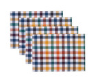 Four (4) Celebrate Together Placemats ~ 13" x 18" ~ Autumn ~ Rainbow Gingham
