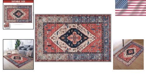 Stylish Non-Slip Indoor Door Mat 35.5''x59'' - Machine Washable & Retro Charm - Picture 2 of 9