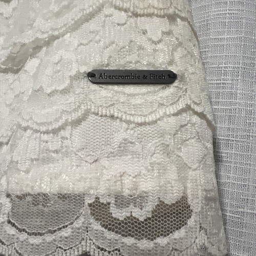 Abercrombie & Fitch Small Mini Skirt White Lace Elastic Waist Lined Boho - Picture 2 of 8