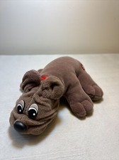 Pound Puppies 8" Rumple Skins 4045 Brown Plush Red Collar Stuffed Dog Vintage