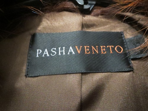 PASHAVENETO WOMENS VERA PELLE ITALIAN LEATHER COAT FUR TRIM VERY NICE CONDITION! - Picture 3 of 11