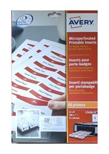 25 Sheets Avery LR7418-25 Perforated Printable Inserts for Name Badges 90x60mm