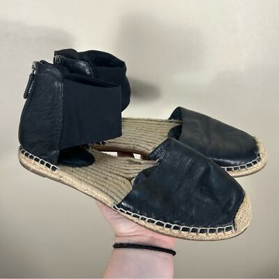 Eileen Fisher Coy Black Leather Espadrille Flats Size 7.5 | eBay display picture 1