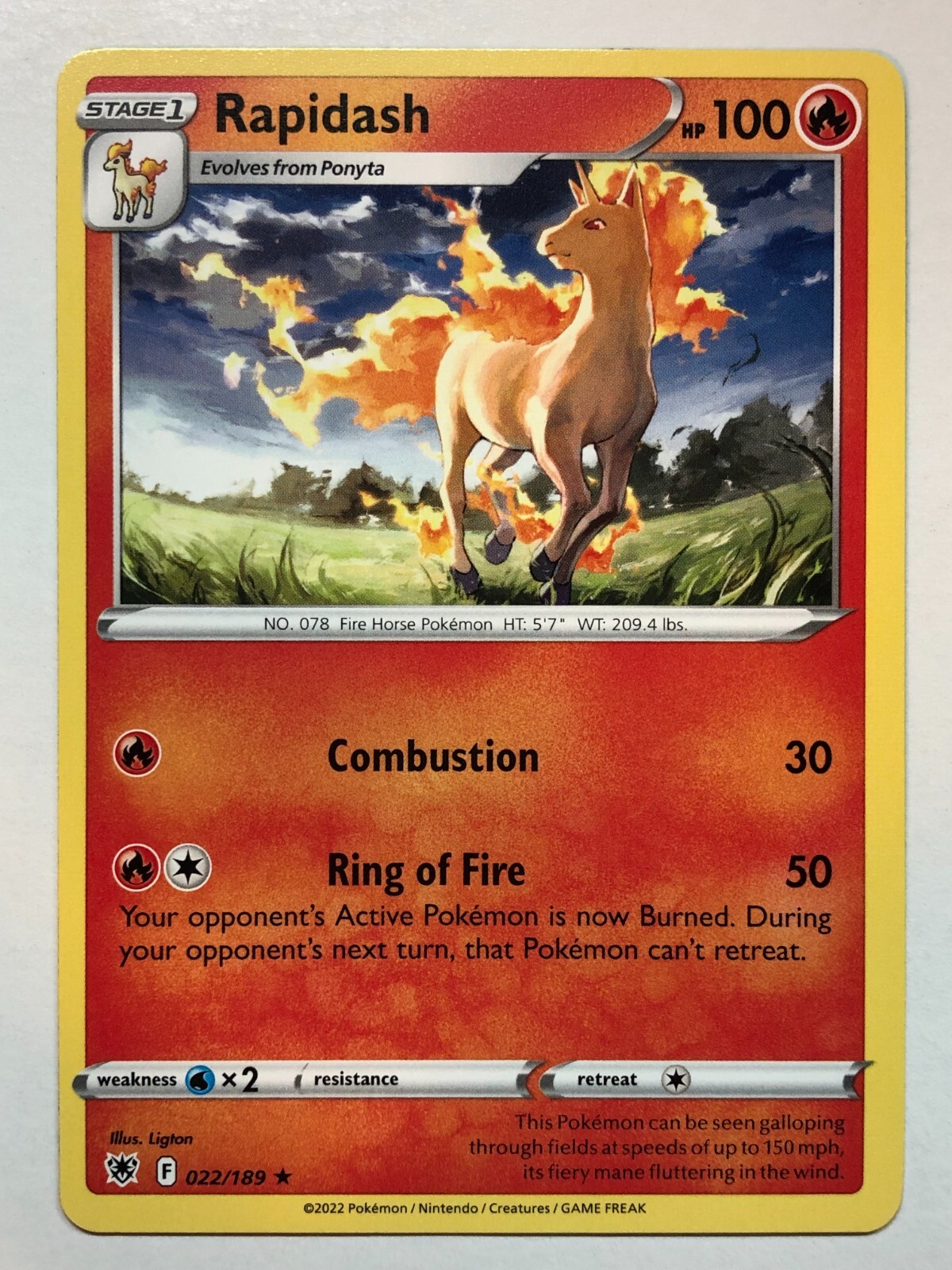 Pokemon Astral Radiance Rapidash 22/189 NM/M 