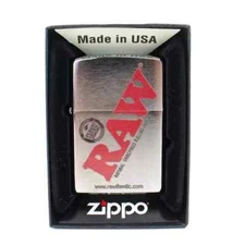 🔥 RAWsome Zippo Lighter Brushed Chrome RAW Classic Logo | Windproof, Refillable
