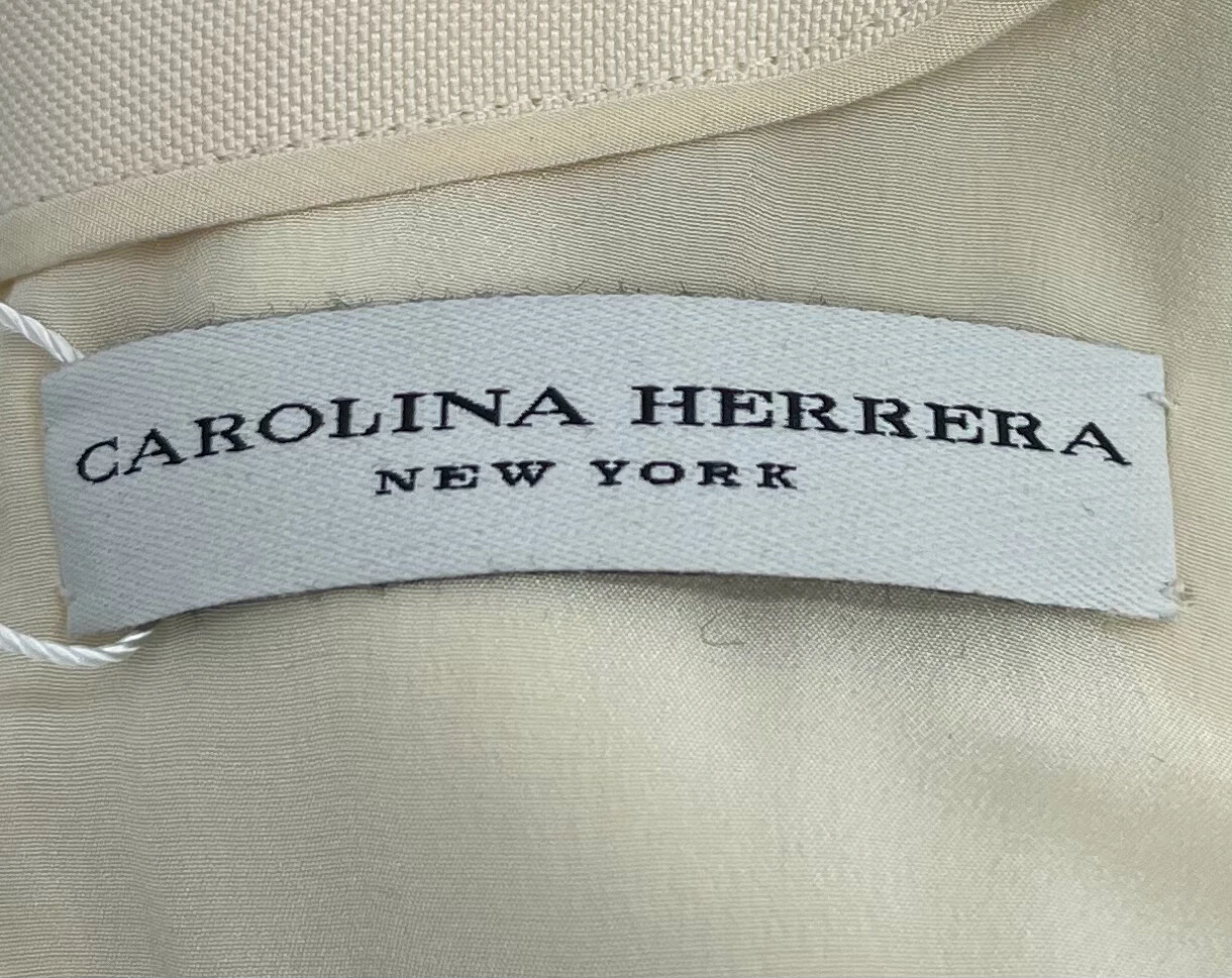 OFF WHITE Abito jacquard Carolina Herrera MACCHIATO bianco sporco nero impreziosito tg 4