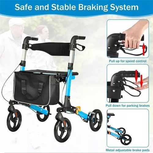 Classic Foldable Rollator Walker Lightweight Mobility Walking Rollator Walker - Picture 13 of 19