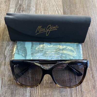 Maui Jim Starfish MJ 744-02T Cat Eye Black Sunglasses Black 