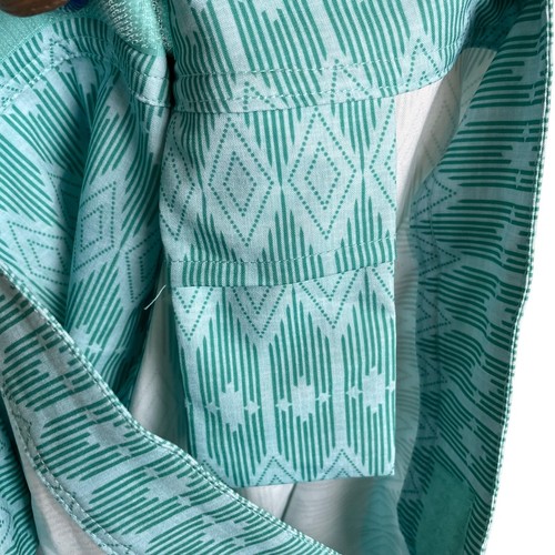 NWOT Ripskirt Hawaii Wrap Skirt Size L Green Blue Batik Geometric Length 2 - Picture 6 of 7
