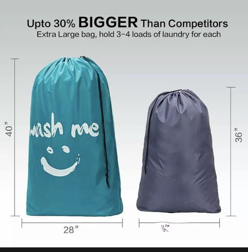 Wash Me Laundry Bag 28 x 40 Inches Rip-Stop Nylon Heavy Duty Dirty - Picture 2 of 4