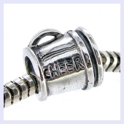925 Sterling Silver Cheerleader Megaphone Cheer Bead for European Charm