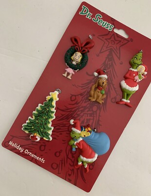 2010 Dr. Seuss HOW THE GRINCH STOLE CHRISTMAS Ornaments 5 NEW Cindy Lou MAX DOG