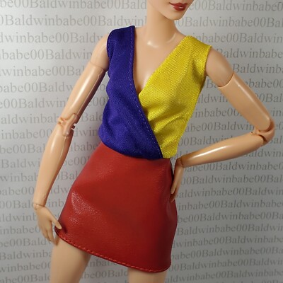 COCKTAIL W ~ MADE TO MOVE FASHION DOLL SIGNATURE LOOKS #13 RED COLOR BLOCK DRESS