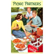 Coca-Cola Picnic Partners 1950s Wall Decal Officially Licensed Made In USA