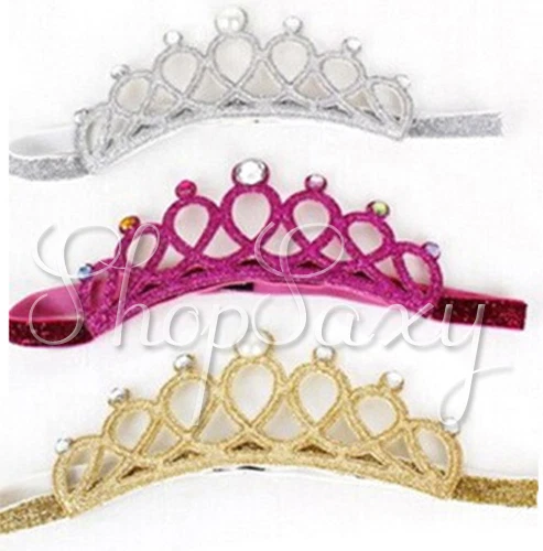 BEBÉ NIÑO NIÑA NIÑOS DIADEMA ELÁSTICA TIARA PRINCESA CORONA BRILLANTE BODA Foto 3 de 4