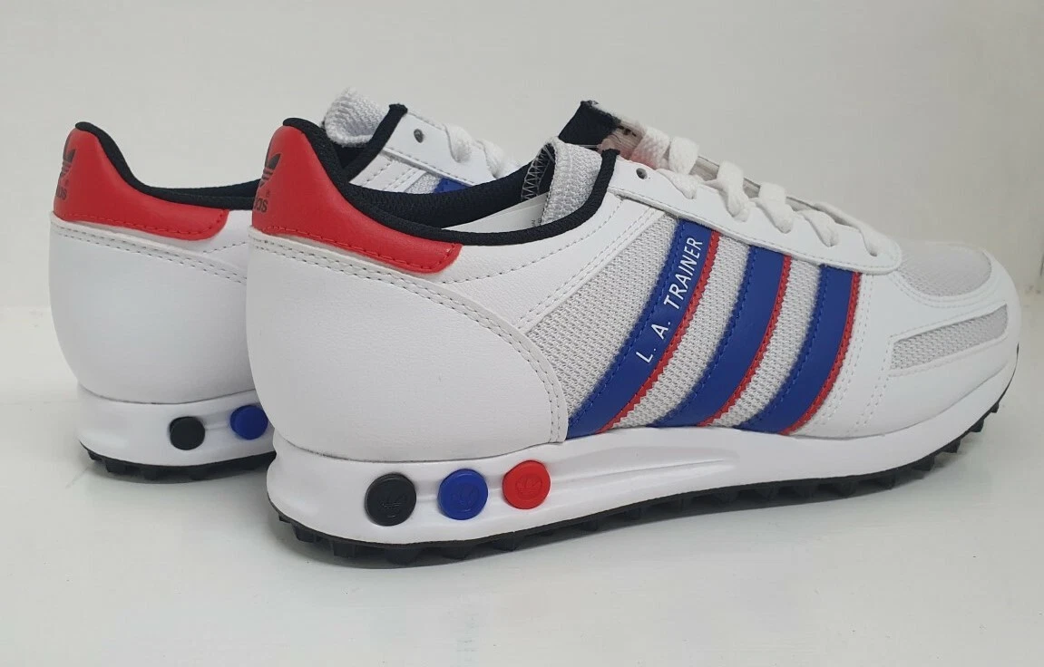 MENS ADIDAS LA TRAINER WHITE BLUE RED TRAINER eBay