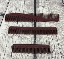 Vintage Tupperware Brown Plastic Hair Combs Set of 3 Unused