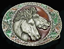 Wild Horses Indiana Metal Craft Vintage Belt Buckle