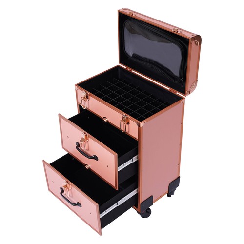 Estuche de tren de maquillaje enrollable de aluminio carro de cosméticos organizador de almacenamiento de maquillaje - Imagen 10 de 12