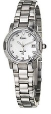 Bulova 96R42 Women's Marine Star Diamond Bezel Date Mother of Pearl Dial Watch