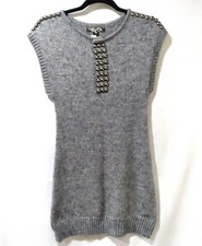 GUESS Gray Sweater Dress Stud Button Accents Size Small EUC