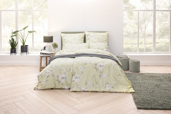 Estella Mako-Satin BettwäSche 155X220 Anisa Citro Rosen BlüTen ÄSte 7906-720-image
