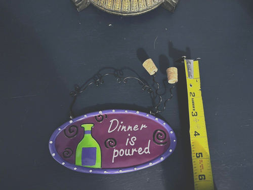 Cerámica BAR Decoración Corchos en Mango por GANZ Letrero Colgante de Pared "La cena se vierte" - Imagen 3 de 4