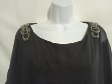 Xscape Size 16W Black Sleeveless Beaded Shift Evening Dress