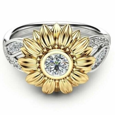 2.2 Ct Simulated Round Cut Diamond Ring Free Pendant In 14K Two-Tone Gold Plated