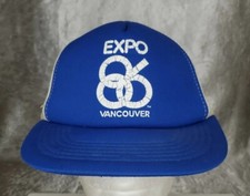 Vintage Expo 86 Vancouver Blue foam white mesh Snapback Trucker Hat Cap