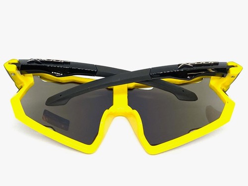 OVERSIZE SPORTS WRAP AROUND Biker Cycling Shield SUNGLASSES Black & Yellow Frame - Picture 7 of 7