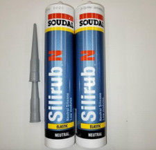 2X SOUDAL SILIRUB N NEUTRAL CURE LOW MODULUS SEALANT 300ML ANTHRACITE DATE 04/23