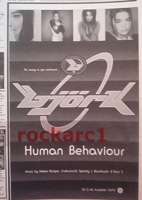 BJORK Human Behaviour 1993 UK Press ADVERT 10x8 inches