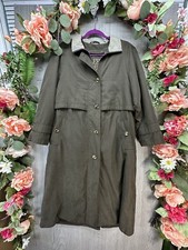 Trench Raincoat Jacket Women's Size 8 Petites Brown Long Coat Hood Fleet Street