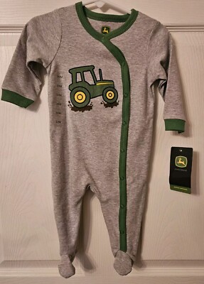 NWT John Deere Tractor 3/6 Months Footed Romper One Piece