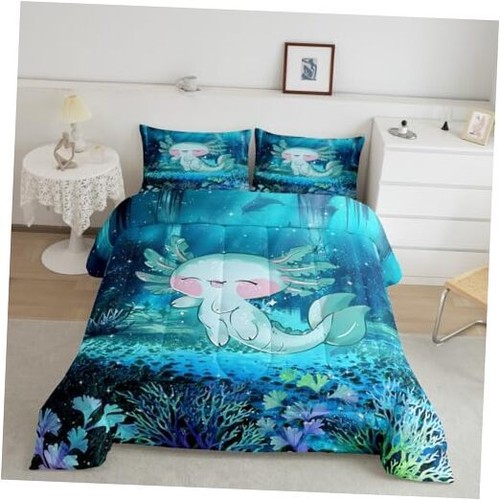 Cute Axolotl Comforter/Duvet Set Size,Cartoon 3D Print Sea King Cyjs5178