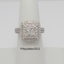 1CT Natural Princess Diamond Halo Engagement Wedding Bridal Ring 14K White Gold
