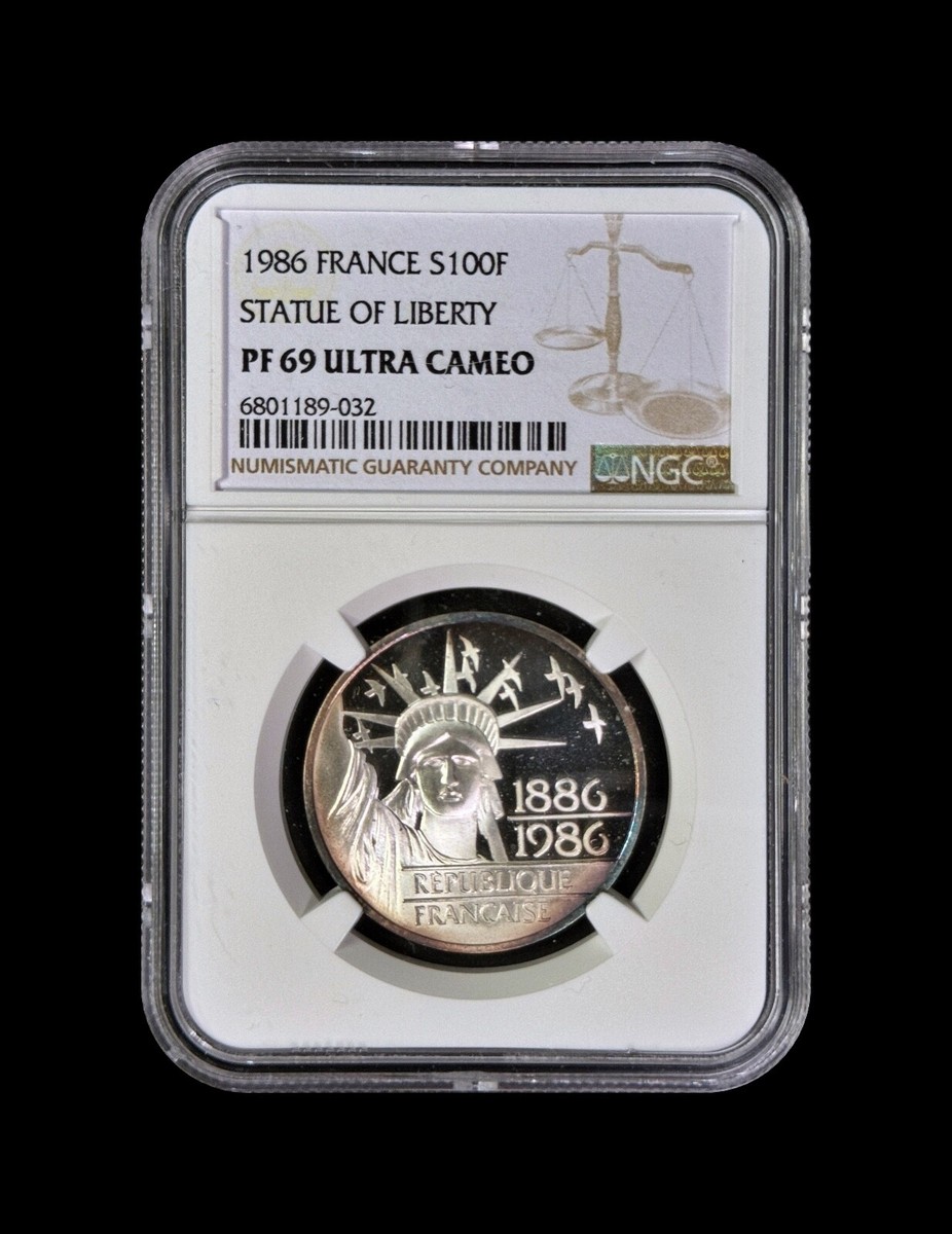 完全未使用級 1986年 PMG 64 EPQ フランス France FRANCE. 1986, 100 Francs, Silver - NGC PF69 - Statue of