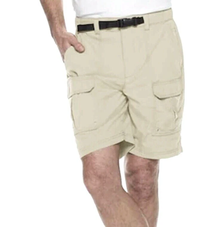Men 52 Croft Barrow Belted Outdoor Stretch Quick Dry Beige Shorts