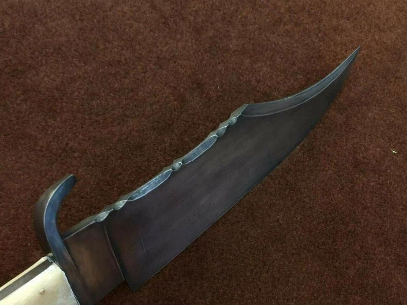  high carbon steel 18"full tang hunting bowie knife bone handle with steel clips - Image 2 of 4