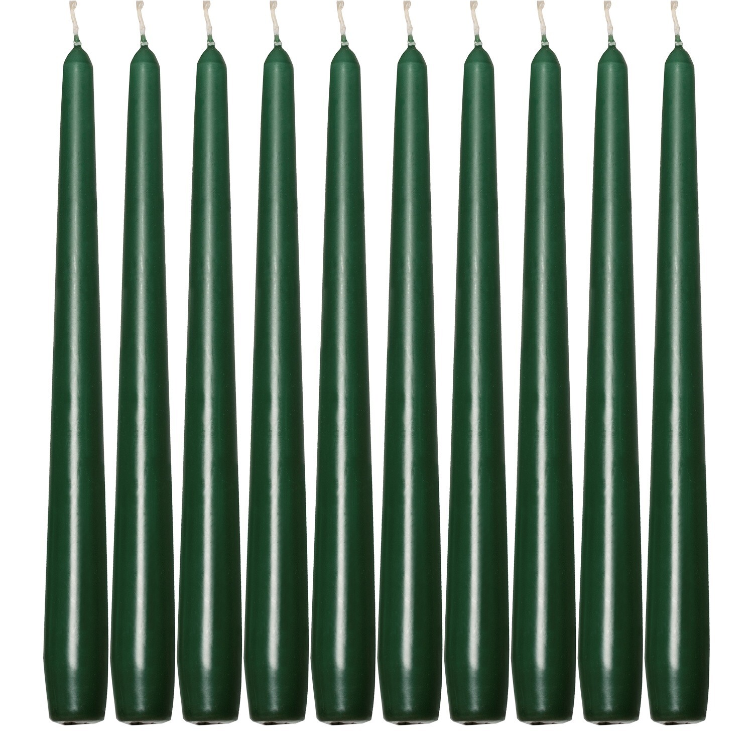 Green Taper Dinner Candles  9"" 24cm Candle Unscented 7 Hour Burn Time 10 Pack