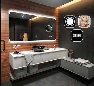 LED Moderne Badkamer Spiegel L73 | Touch Schakelaar | LED Klok ... LED Moderne Badkamer Spiegel L73 | Touch Schakelaar | LED Klok ...