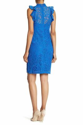 Alexia Admor Womens Blue Lace Sheath Dress Ruffle Detail Size M Cocktail $199 Alexia Admor Womens Blue Lace Sheath Dress Ruffle Detail Size M Cocktail $199