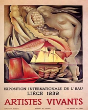 POSTER INTERNATIONAL WATER EXHIBITION 1939 LIVING ARTISTS VINTAGE REPRO FREE S/H